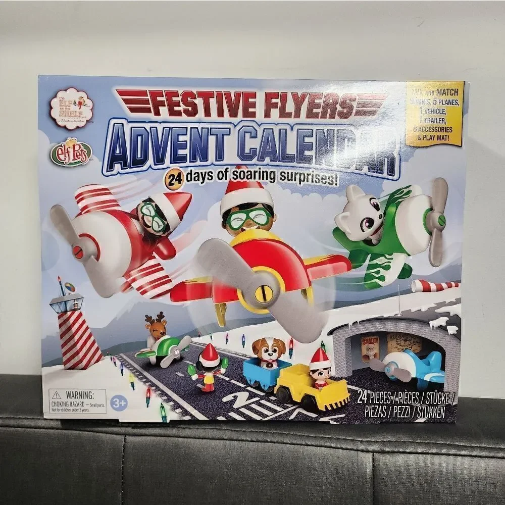 The Elf on the Shelf Festive Flyers Advent Calendar, Includes 24 mini figures